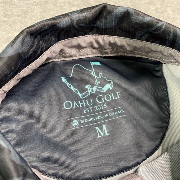 Oahu Golf OGA Mens M Polo Shirt Hibiscus All Over Print - Picture 12 of 13